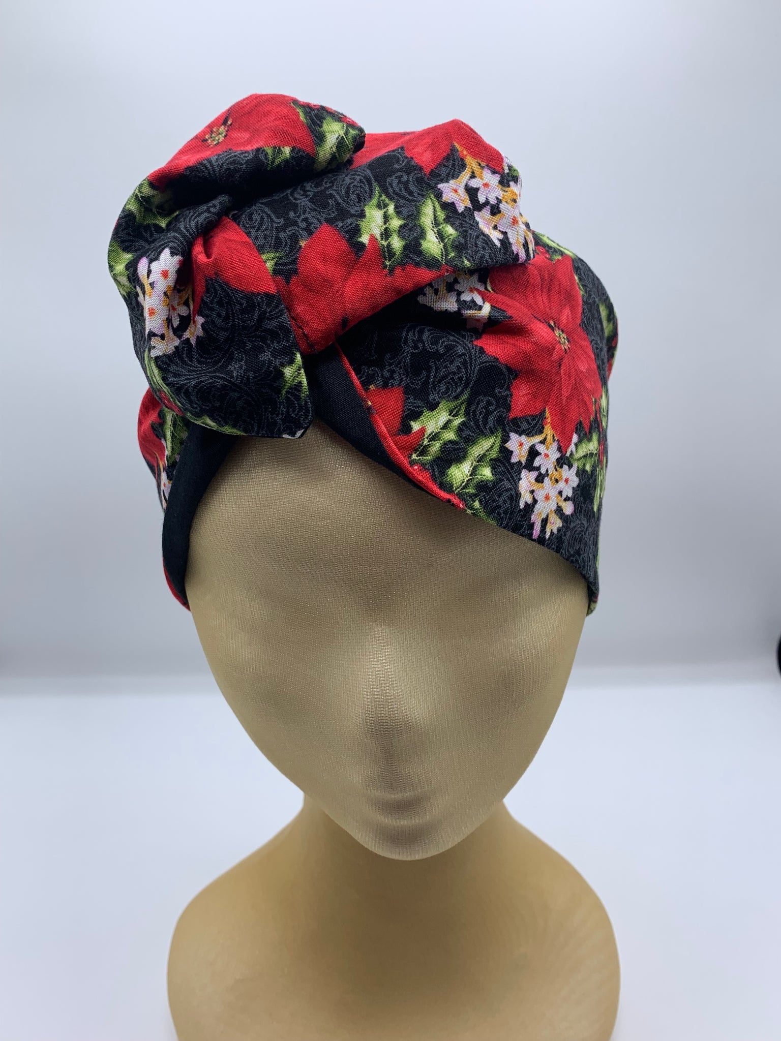 Poinsettia Holly Narcissus Christmas Wishes  - wired reversible headband