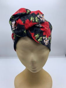 Poinsettia Holly Narcissus Christmas Wishes  - wired reversible headband