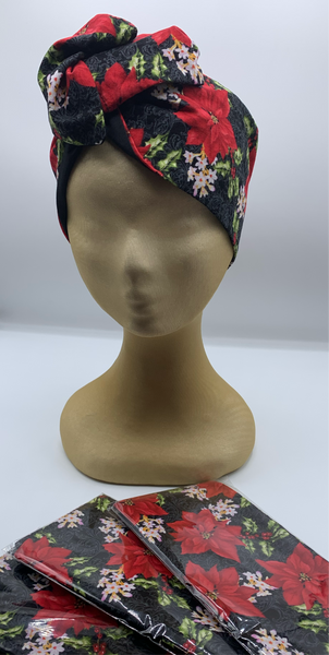 Poinsettia Holly Narcissus Christmas Wishes  - wired reversible headband