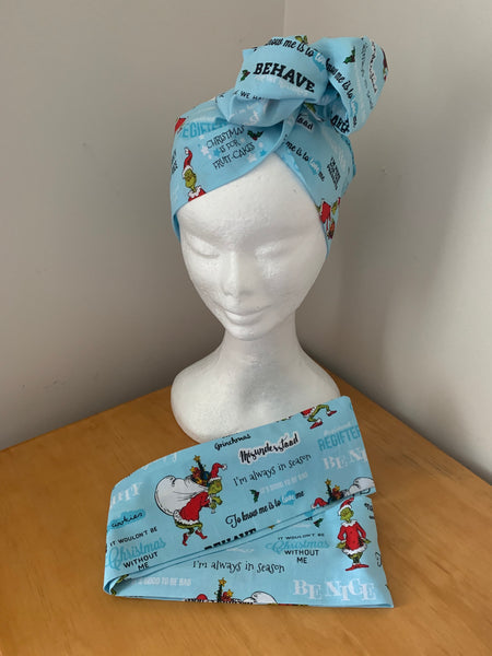 BOO HOO Feeling Blue Christmas Grinchmas  - wired reversible headband