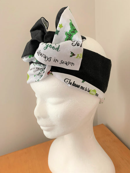 Merry Grinchmas White Christmas - wired reversible headband