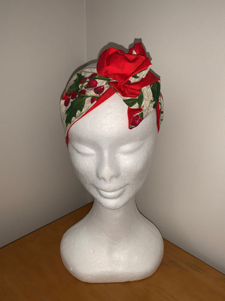 Holly Berry Christmas Queen - wired reversible headband