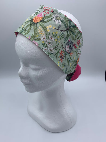 Aussie Possum in Blossom - wired reversible headband