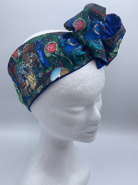 Beauty & The Beast Stained Glass - wired reversible headband