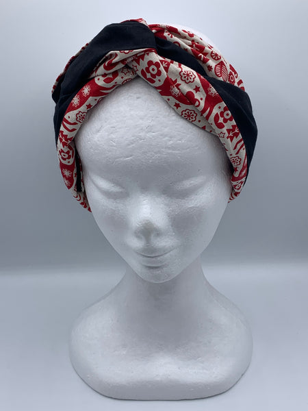 Scandi Christmas Red Reindeer - wired reversible headband