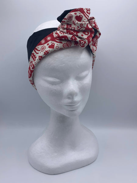 Scandi Christmas Red Reindeer - wired reversible headband