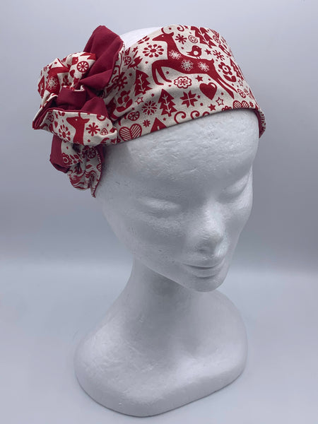 Scandi Christmas Red Reindeer - wired reversible headband